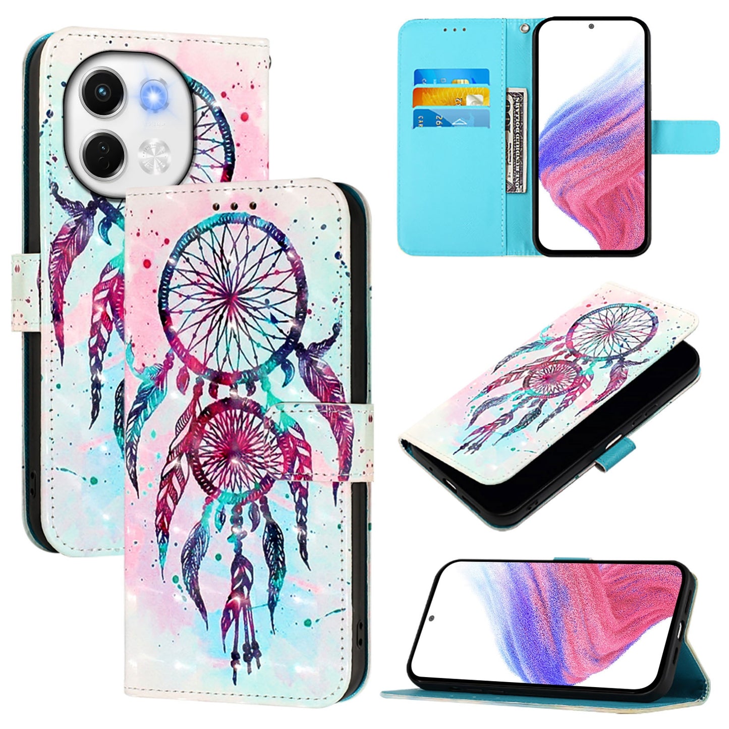 Tecno Spark 30 5G Leather Flip Phone Case with 3D Painted Design, Card Holder, Wallet & Stand Function - Durable Protection & Easy Access