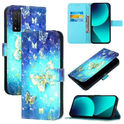 TCL 20 R 5G Leather Flip Phone Case with 3D Painted Design, Card Holder, Wallet & Stand Function - Durable Protection & Easy Access