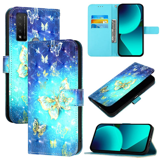 TCL 20 R 5G Leather Flip Phone Case with 3D Painted Design, Card Holder, Wallet & Stand Function - Durable Protection & Easy Access