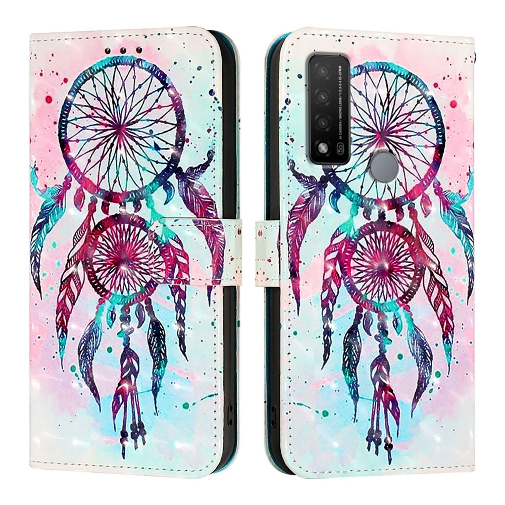 TCL 20 R 5G Leather Flip Phone Case with 3D Painted Design, Card Holder, Wallet & Stand Function - Durable Protection & Easy Access