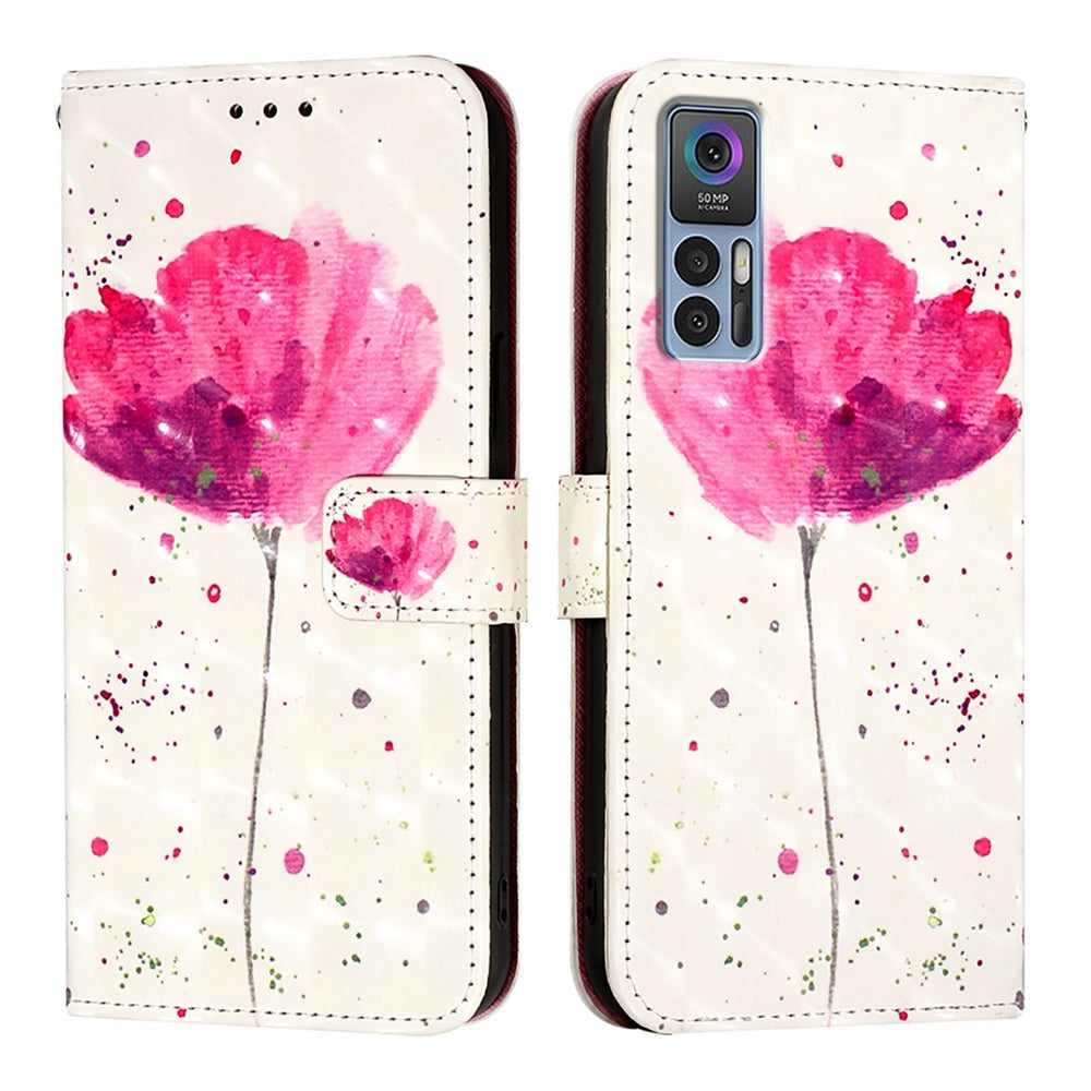 TCL 30 4G Leather Flip Phone Case with 3D Painted Design, Card Holder, Wallet & Stand Function - Durable Protection & Easy Access