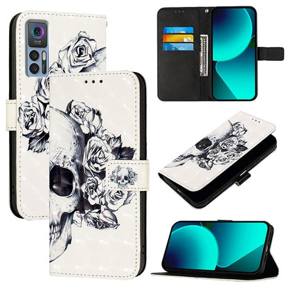 TCL 30 5G Leather Flip Phone Case with 3D Painted Design, Card Holder, Wallet & Stand Function - Durable Protection & Easy Access