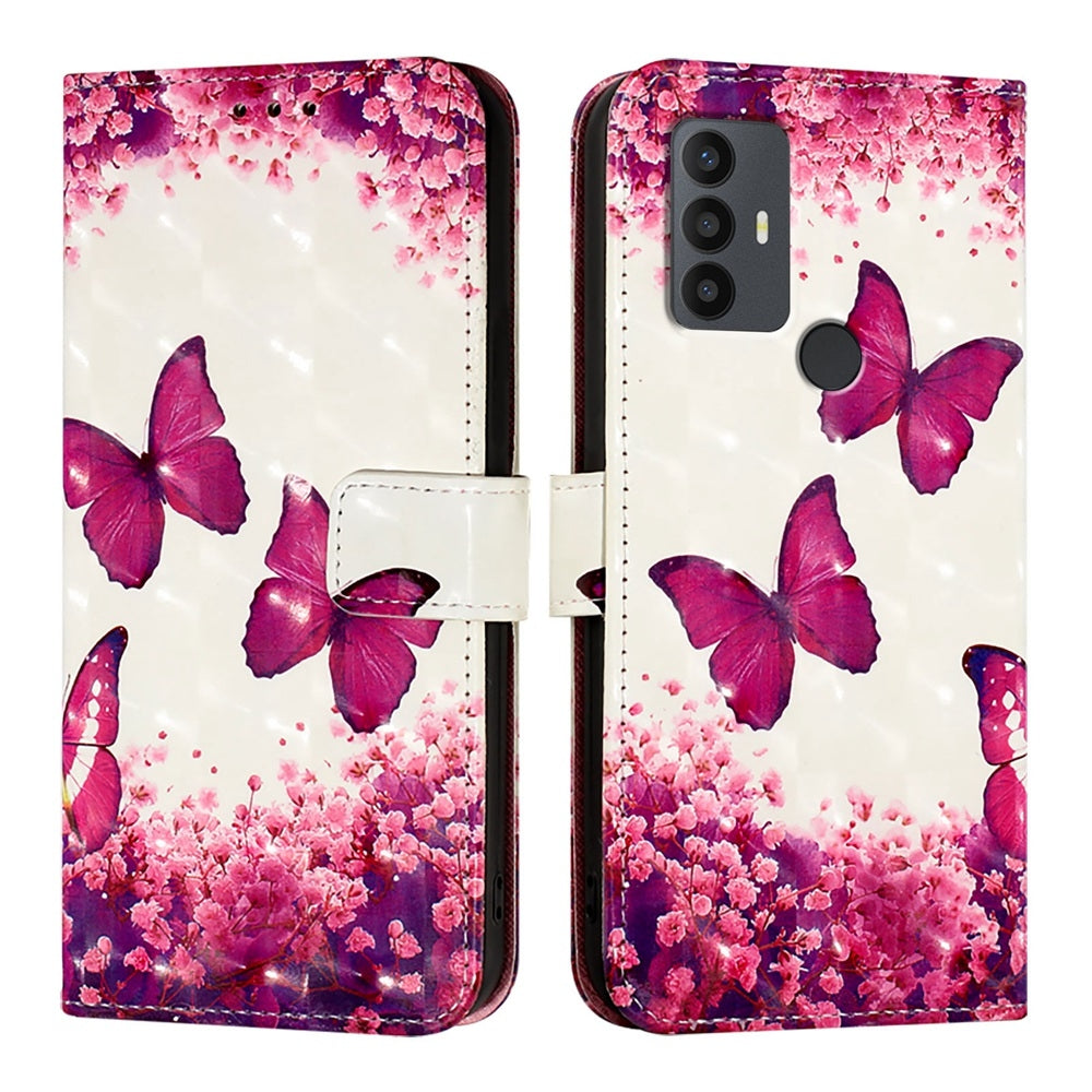 TCL 30 SE Leather Flip Phone Case with 3D Painted Design, Card Holder, Wallet & Stand Function - Durable Protection & Easy Access