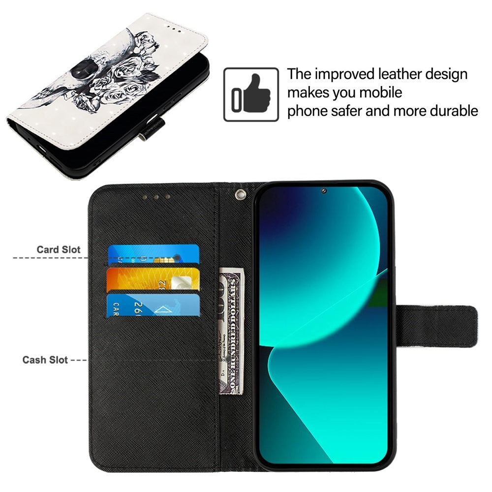 TCL 30 SE Leather Flip Phone Case with 3D Painted Design, Card Holder, Wallet & Stand Function - Durable Protection & Easy Access