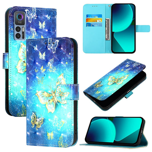 TCL 30+ Leather Flip Phone Case with 3D Painted Design, Card Holder, Wallet & Stand Function - Durable Protection & Easy Access
