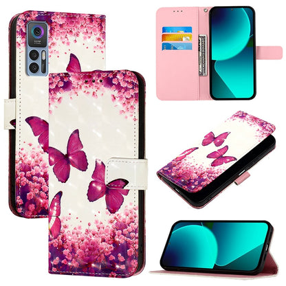 TCL 30+ Leather Flip Phone Case with 3D Painted Design, Card Holder, Wallet & Stand Function - Durable Protection & Easy Access