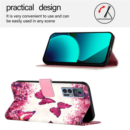 TCL 30+ Leather Flip Phone Case with 3D Painted Design, Card Holder, Wallet & Stand Function - Durable Protection & Easy Access