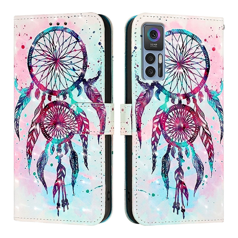 TCL 30+ Leather Flip Phone Case with 3D Painted Design, Card Holder, Wallet & Stand Function - Durable Protection & Easy Access