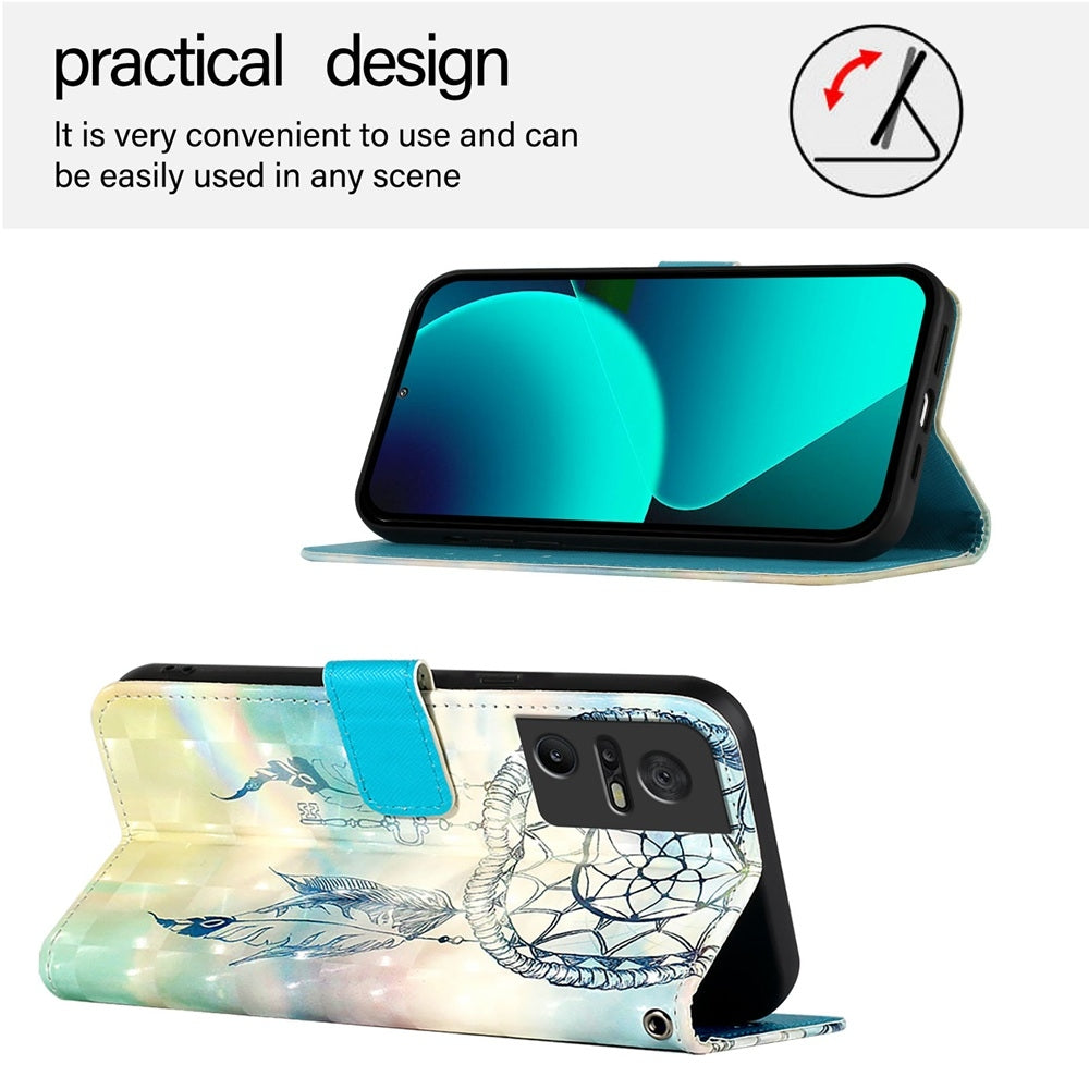TCL 40 SE Leather Flip Phone Case with 3D Painted Design, Card Holder, Wallet & Stand Function - Durable Protection & Easy Access