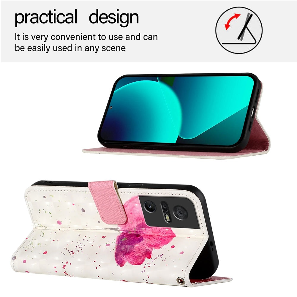 TCL 40 SE Leather Flip Phone Case with 3D Painted Design, Card Holder, Wallet & Stand Function - Durable Protection & Easy Access