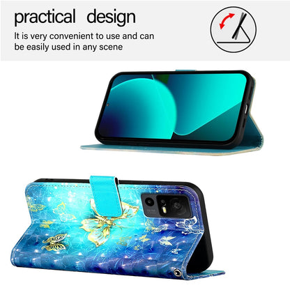 TCL 40 R 5G Leather Flip Phone Case with 3D Painted Design, Card Holder, Wallet & Stand Function - Durable Protection & Easy Access