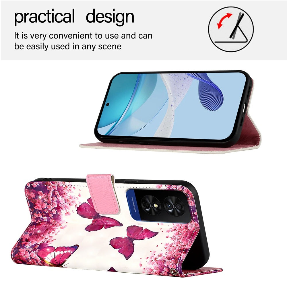 TCL 50 5G Leather Flip Phone Case with 3D Painted Design, Card Holder, Wallet & Stand Function - Durable Protection & Easy Access