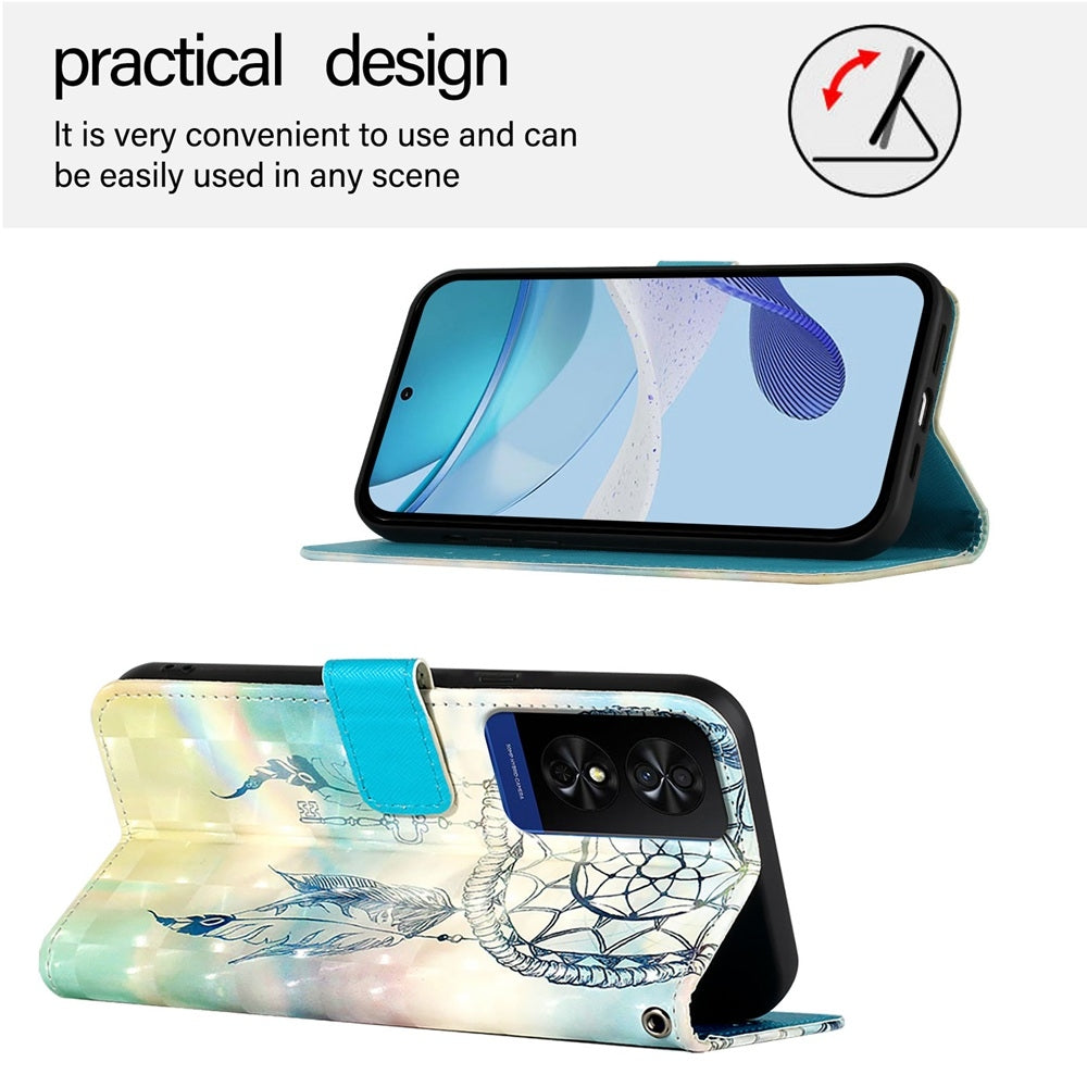 TCL 50 5G Leather Flip Phone Case with 3D Painted Design, Card Holder, Wallet & Stand Function - Durable Protection & Easy Access