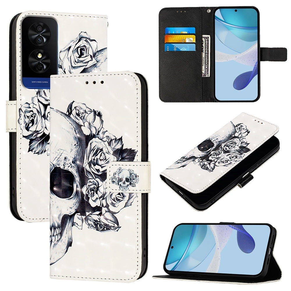TCL 50 5G Leather Flip Phone Case with 3D Painted Design, Card Holder, Wallet & Stand Function - Durable Protection & Easy Access