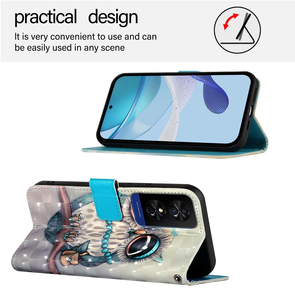 TCL 50 5G Leather Flip Phone Case with 3D Painted Design, Card Holder, Wallet & Stand Function - Durable Protection & Easy Access