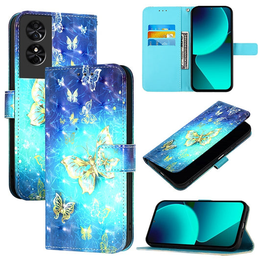 TCL 50 SE Leather Flip Phone Case with 3D Painted Design, Card Holder, Wallet & Stand Function - Durable Protection & Easy Access