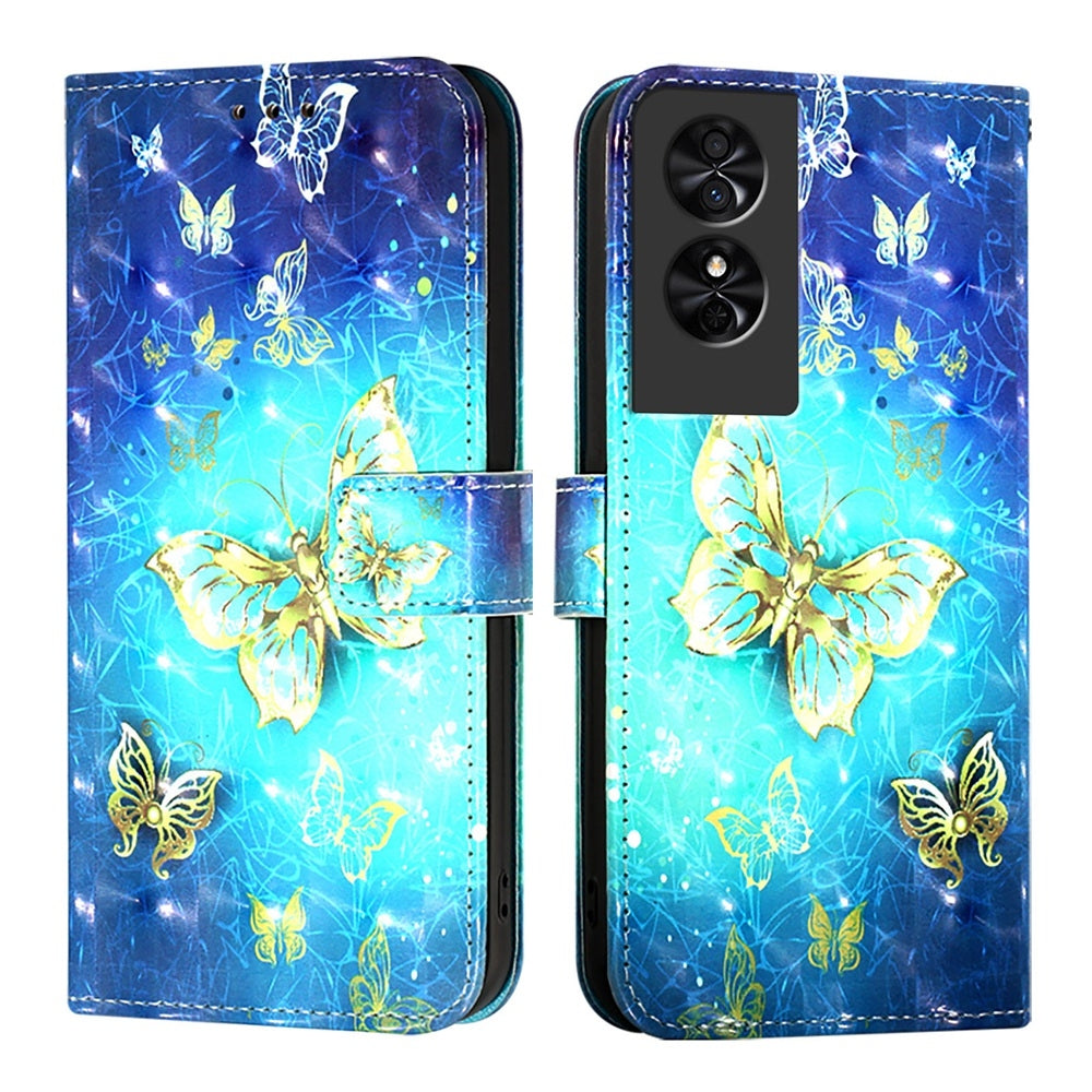 TCL 50 SE Leather Flip Phone Case with 3D Painted Design, Card Holder, Wallet & Stand Function - Durable Protection & Easy Access