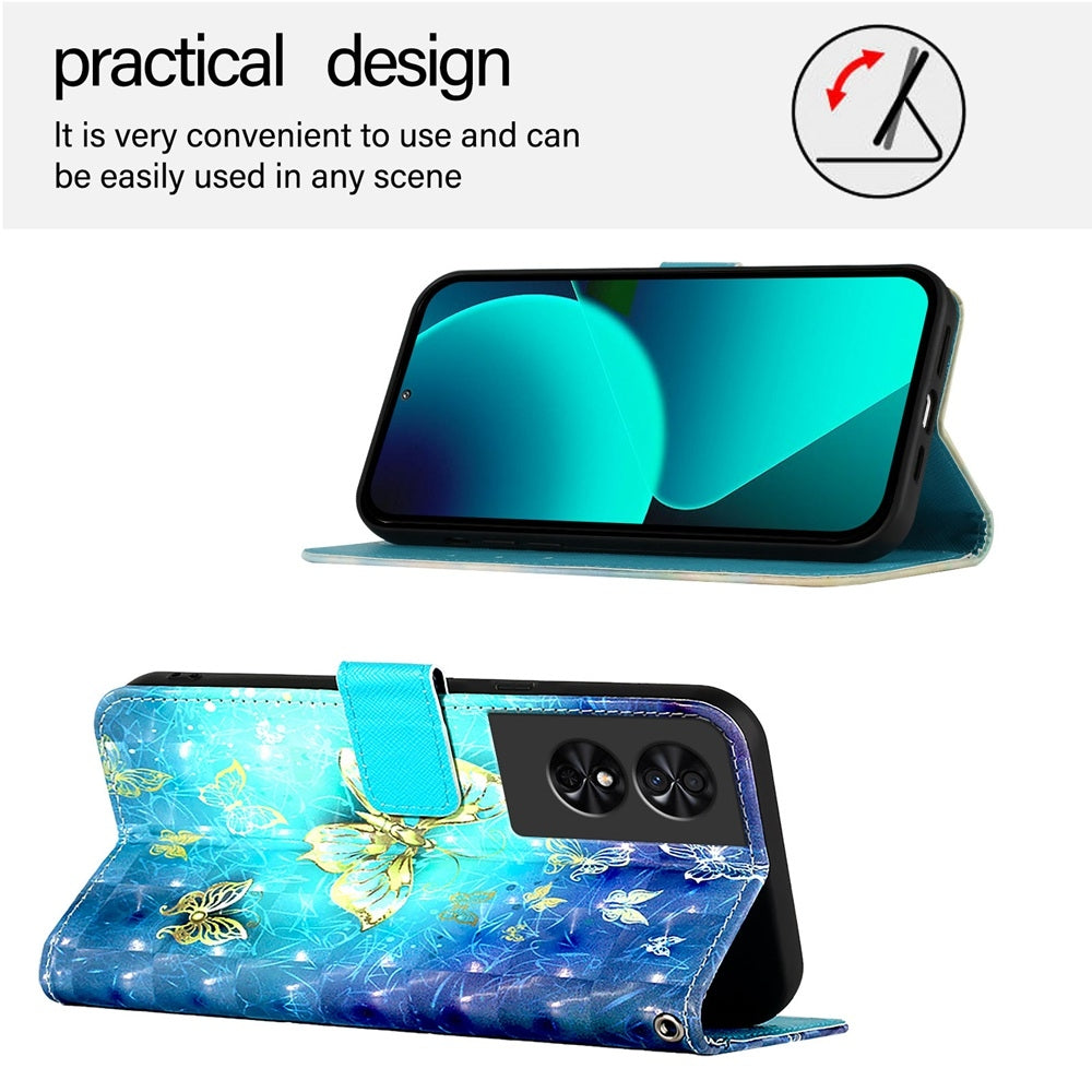 TCL 50 SE Leather Flip Phone Case with 3D Painted Design, Card Holder, Wallet & Stand Function - Durable Protection & Easy Access