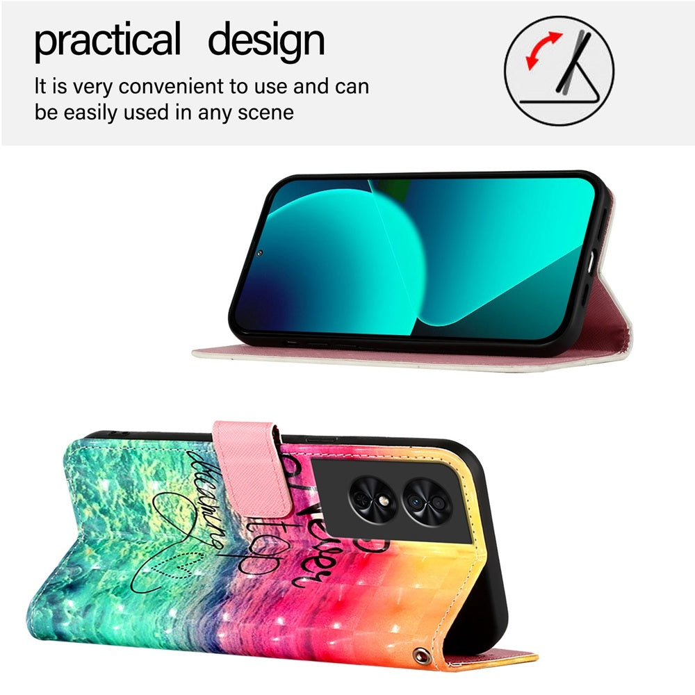 TCL 50 SE Leather Flip Phone Case with 3D Painted Design, Card Holder, Wallet & Stand Function - Durable Protection & Easy Access