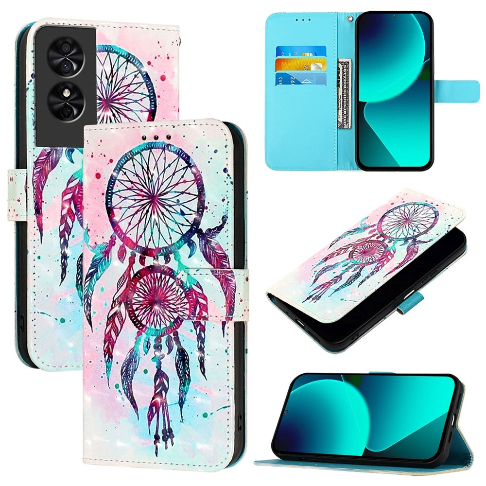 TCL 50 SE Leather Flip Phone Case with 3D Painted Design, Card Holder, Wallet & Stand Function - Durable Protection & Easy Access