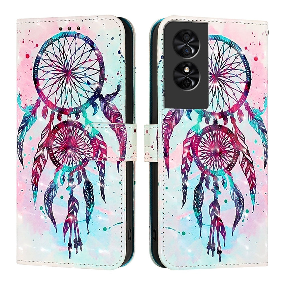 TCL 50 SE Leather Flip Phone Case with 3D Painted Design, Card Holder, Wallet & Stand Function - Durable Protection & Easy Access