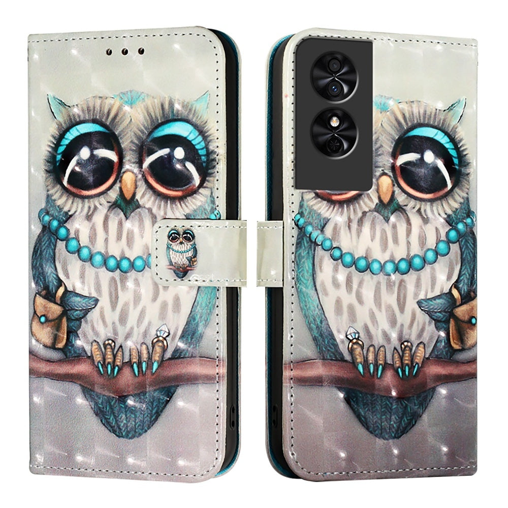 TCL 50 SE Leather Flip Phone Case with 3D Painted Design, Card Holder, Wallet & Stand Function - Durable Protection & Easy Access