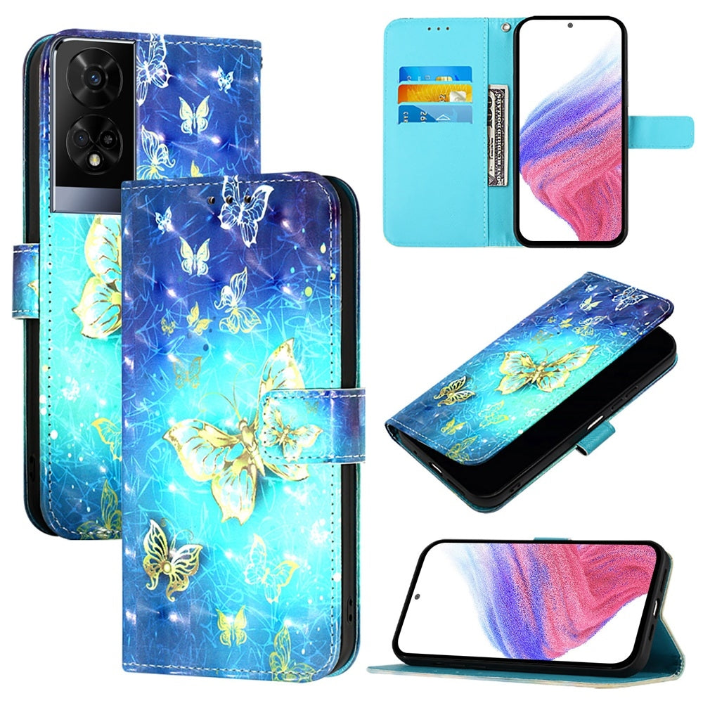 TCL 50 XE 5G Leather Flip Phone Case with 3D Painted Design, Card Holder, Wallet & Stand Function - Durable Protection & Easy Access