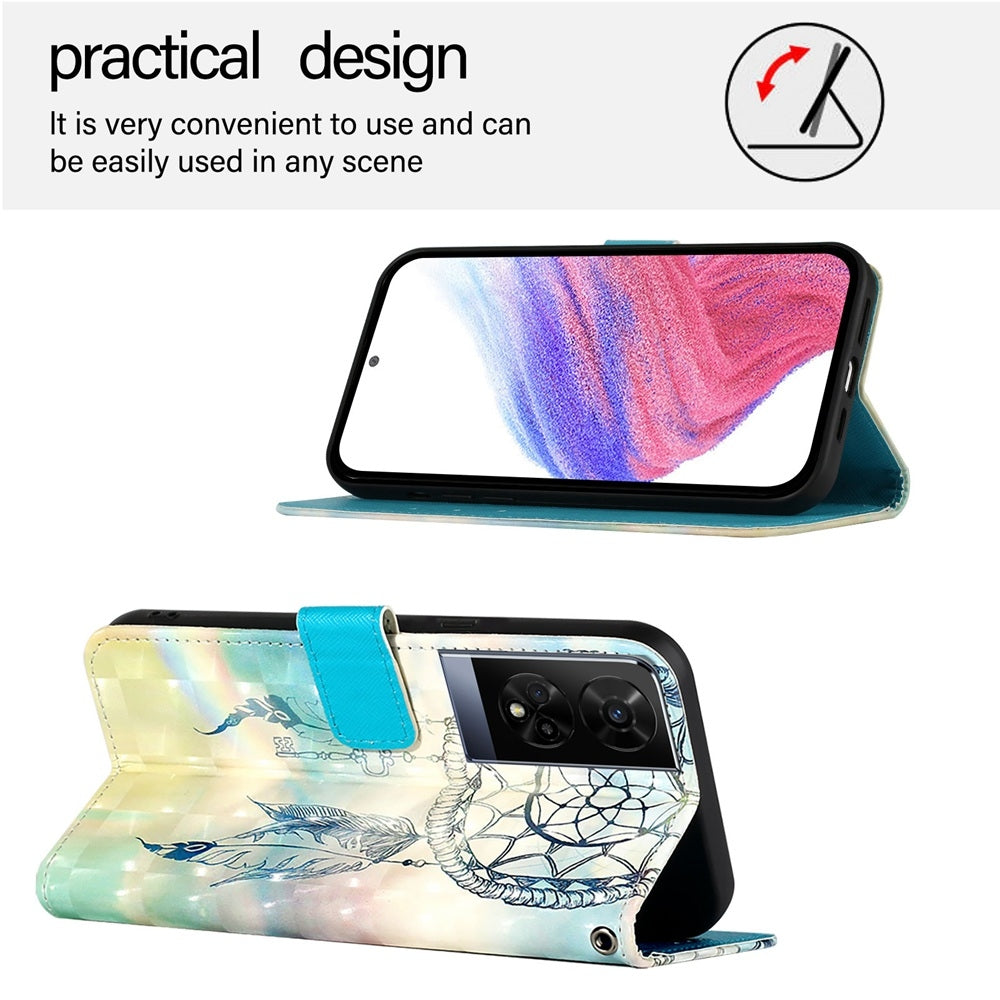 TCL 50 XE 5G Leather Flip Phone Case with 3D Painted Design, Card Holder, Wallet & Stand Function - Durable Protection & Easy Access