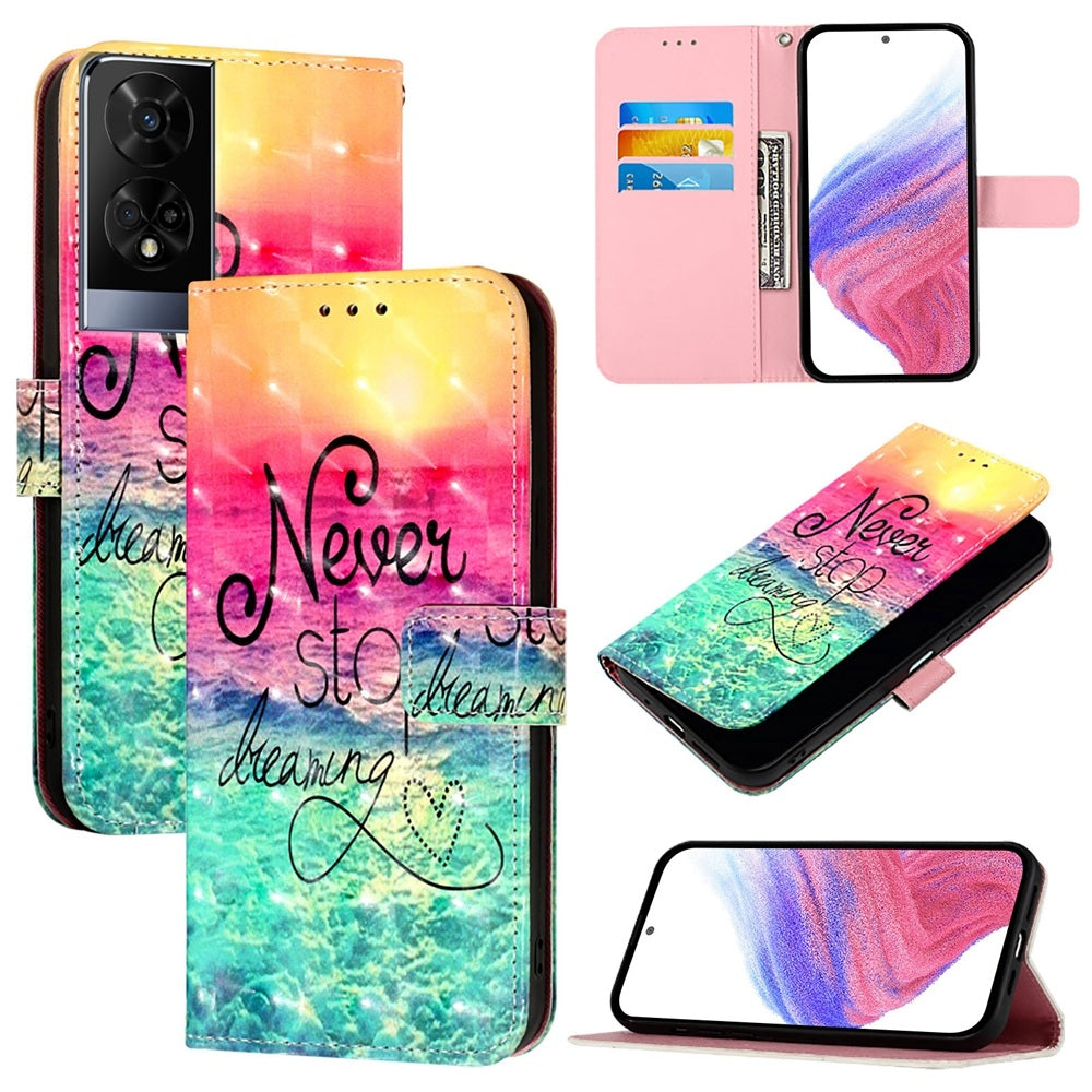 TCL 50 XE 5G Leather Flip Phone Case with 3D Painted Design, Card Holder, Wallet & Stand Function - Durable Protection & Easy Access