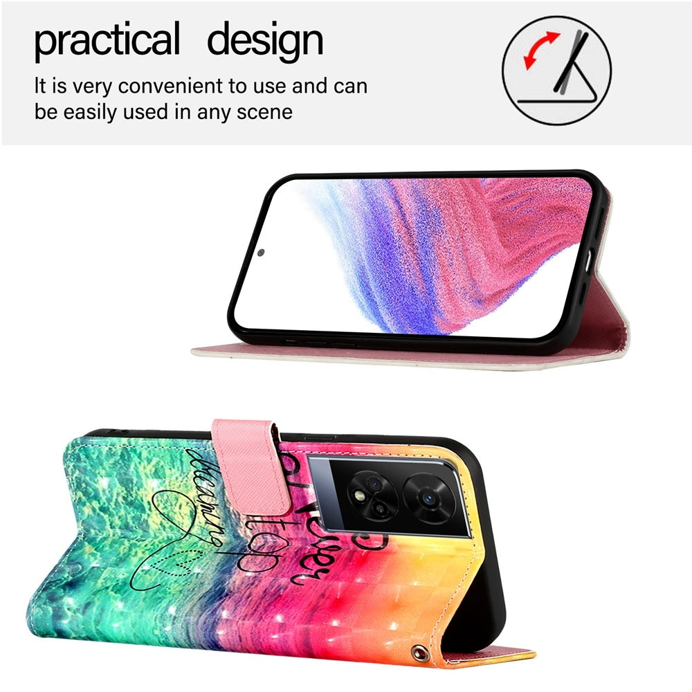 TCL 50 XE 5G Leather Flip Phone Case with 3D Painted Design, Card Holder, Wallet & Stand Function - Durable Protection & Easy Access