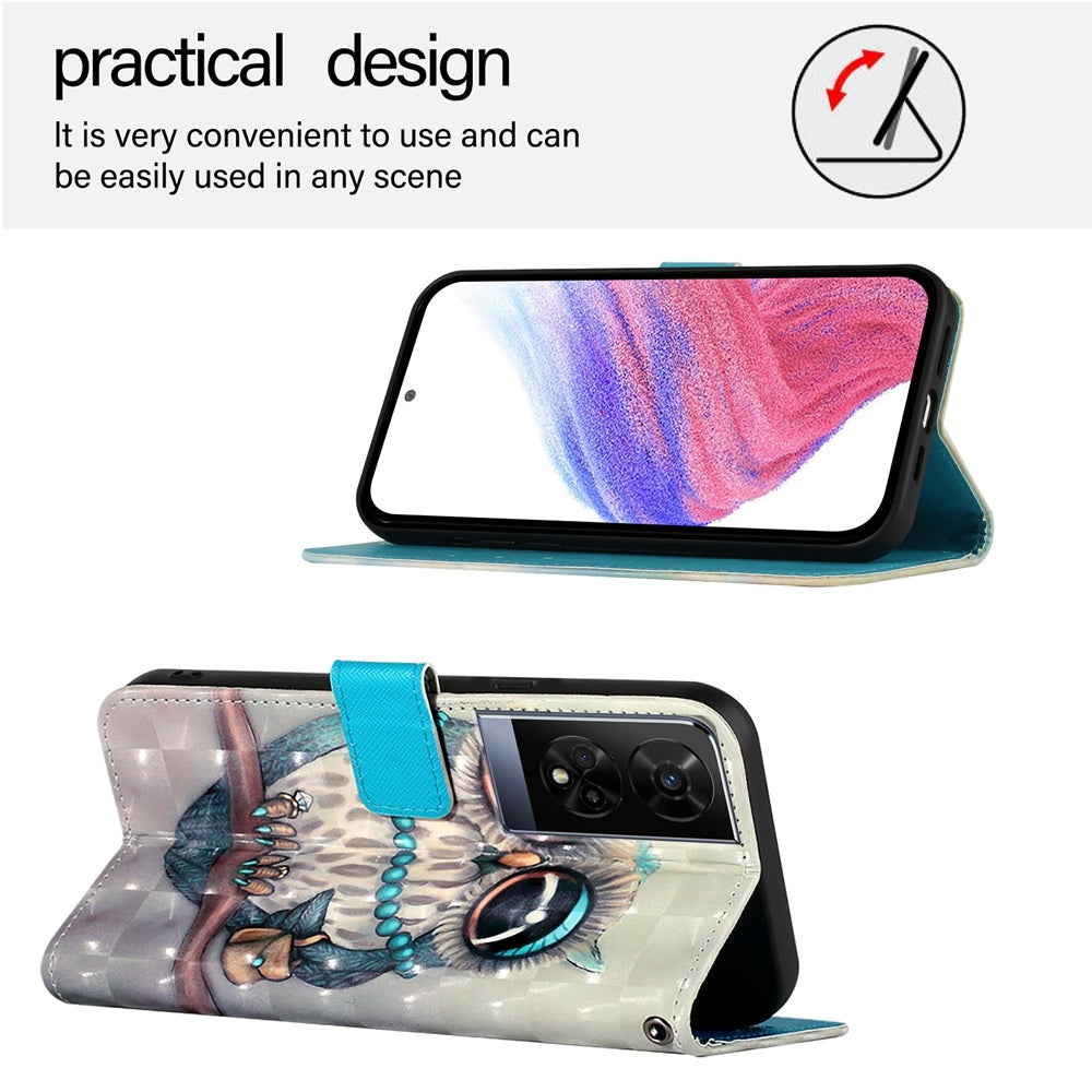 TCL 50 XE 5G Leather Flip Phone Case with 3D Painted Design, Card Holder, Wallet & Stand Function - Durable Protection & Easy Access