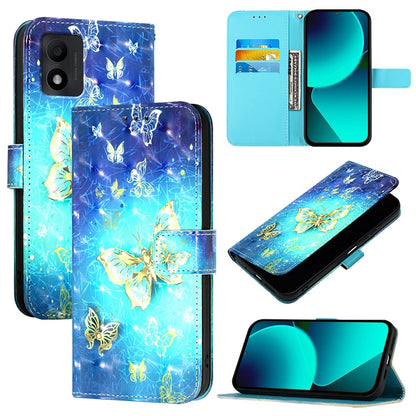 TCL 303 Leather Flip Phone Case with 3D Painted Design, Card Holder, Wallet & Stand Function - Durable Protection & Easy Access