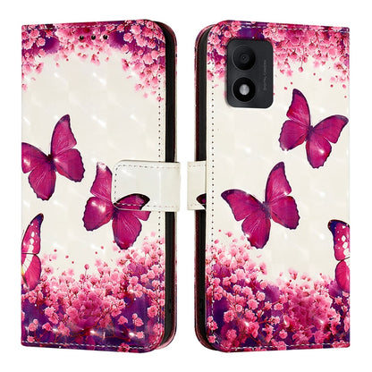 TCL 303 Leather Flip Phone Case with 3D Painted Design, Card Holder, Wallet & Stand Function - Durable Protection & Easy Access