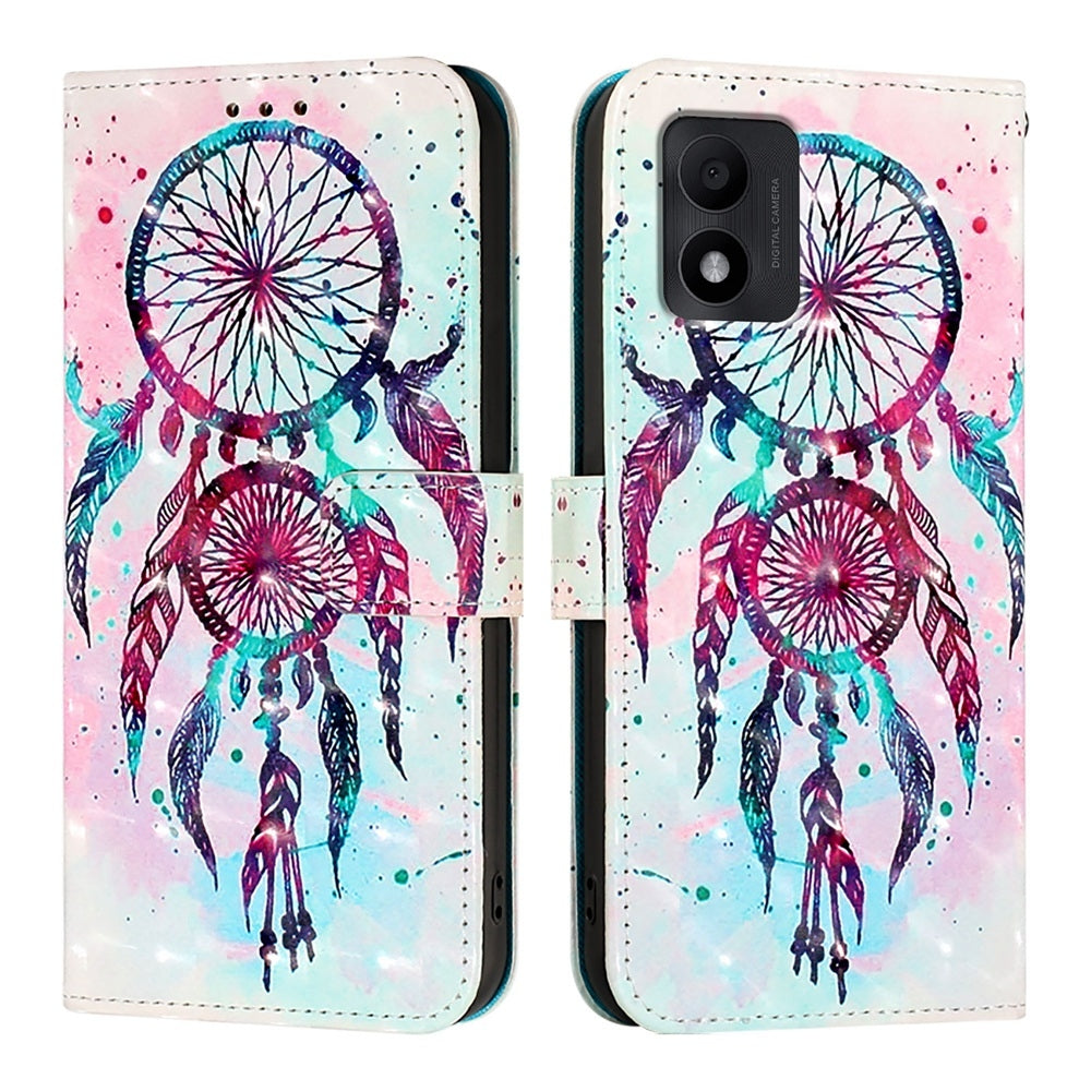 TCL 303 Leather Flip Phone Case with 3D Painted Design, Card Holder, Wallet & Stand Function - Durable Protection & Easy Access