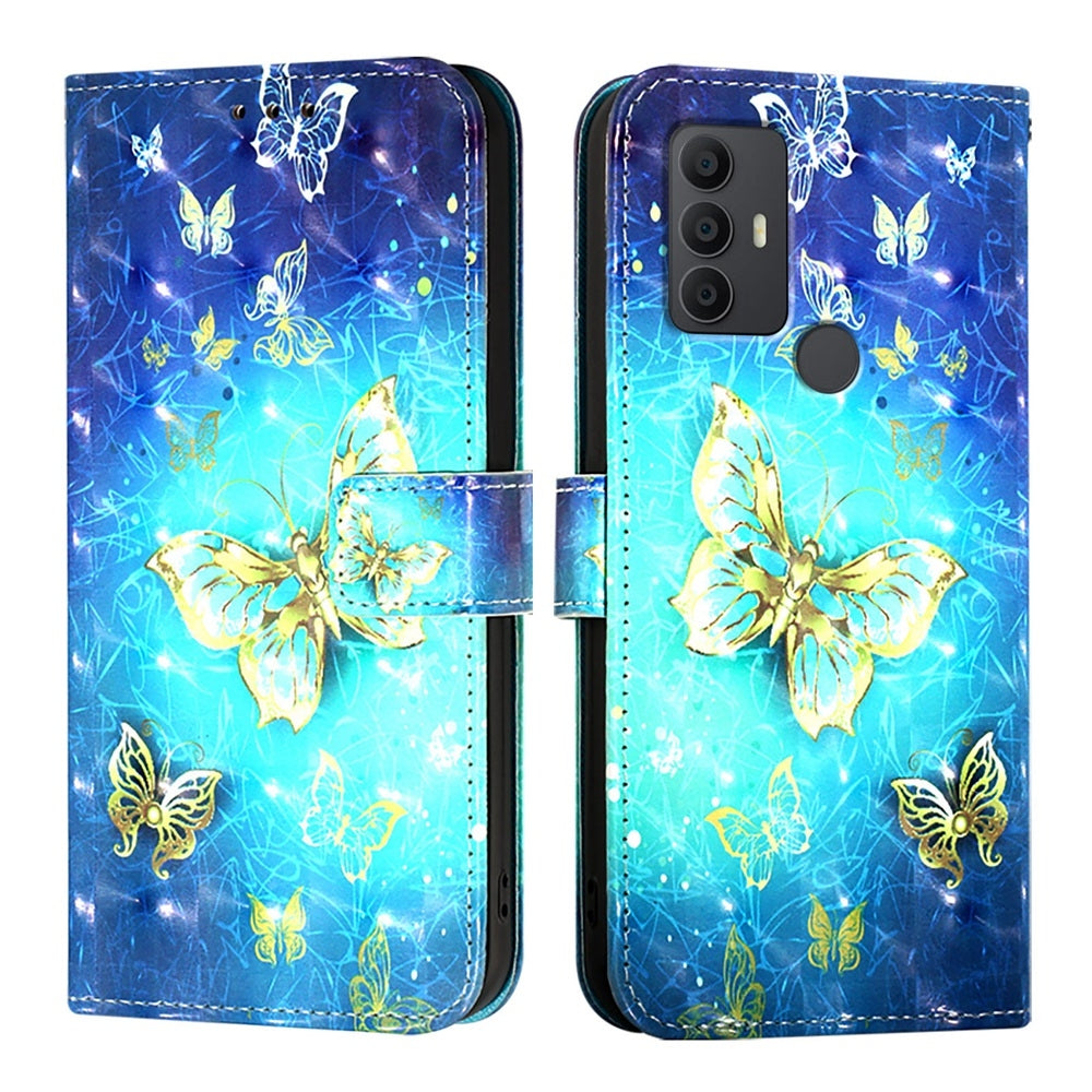 TCL 306 Leather Flip Phone Case with 3D Painted Design, Card Holder, Wallet & Stand Function - Durable Protection & Easy Access