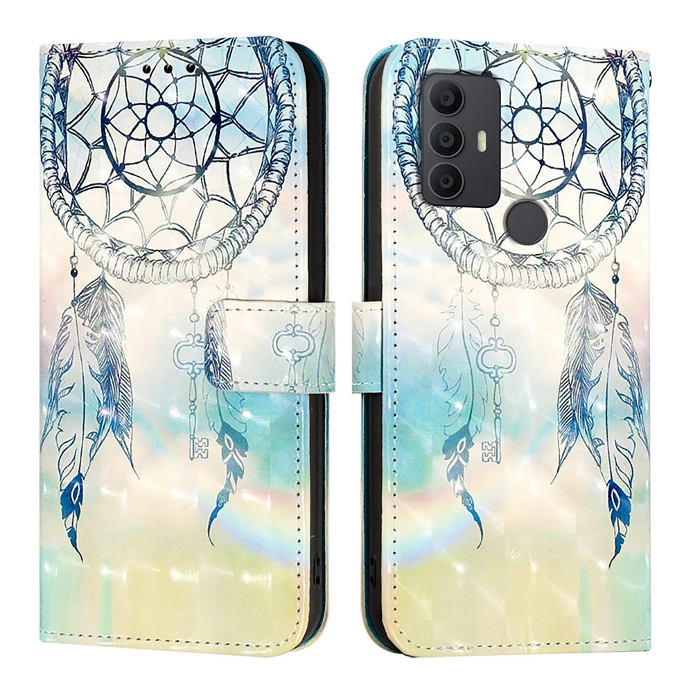 TCL 306 Leather Flip Phone Case with 3D Painted Design, Card Holder, Wallet & Stand Function - Durable Protection & Easy Access