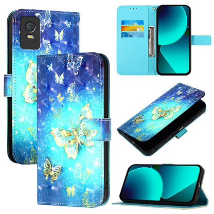 TCL 403 Leather Flip Phone Case with 3D Painted Design, Card Holder, Wallet & Stand Function - Durable Protection & Easy Access