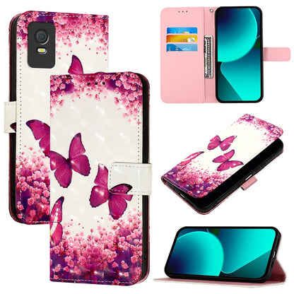 TCL 403 Leather Flip Phone Case with 3D Painted Design, Card Holder, Wallet & Stand Function - Durable Protection & Easy Access