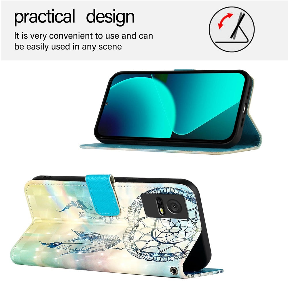 TCL 405 Leather Flip Phone Case with 3D Painted Design, Card Holder, Wallet & Stand Function - Durable Protection & Easy Access