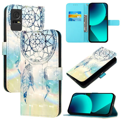 TCL 408 Leather Flip Phone Case with 3D Painted Design, Card Holder, Wallet & Stand Function - Durable Protection & Easy Access