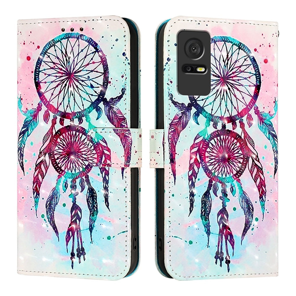 TCL 408 Leather Flip Phone Case with 3D Painted Design, Card Holder, Wallet & Stand Function - Durable Protection & Easy Access