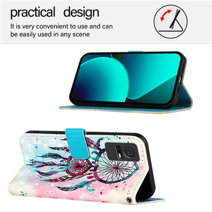 TCL 406 Leather Flip Phone Case with 3D Painted Design, Card Holder, Wallet & Stand Function - Durable Protection & Easy Access