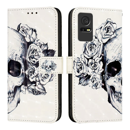 TCL 406 Leather Flip Phone Case with 3D Painted Design, Card Holder, Wallet & Stand Function - Durable Protection & Easy Access