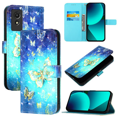 TCL 501 Leather Flip Phone Case with 3D Painted Design, Card Holder, Wallet & Stand Function - Durable Protection & Easy Access