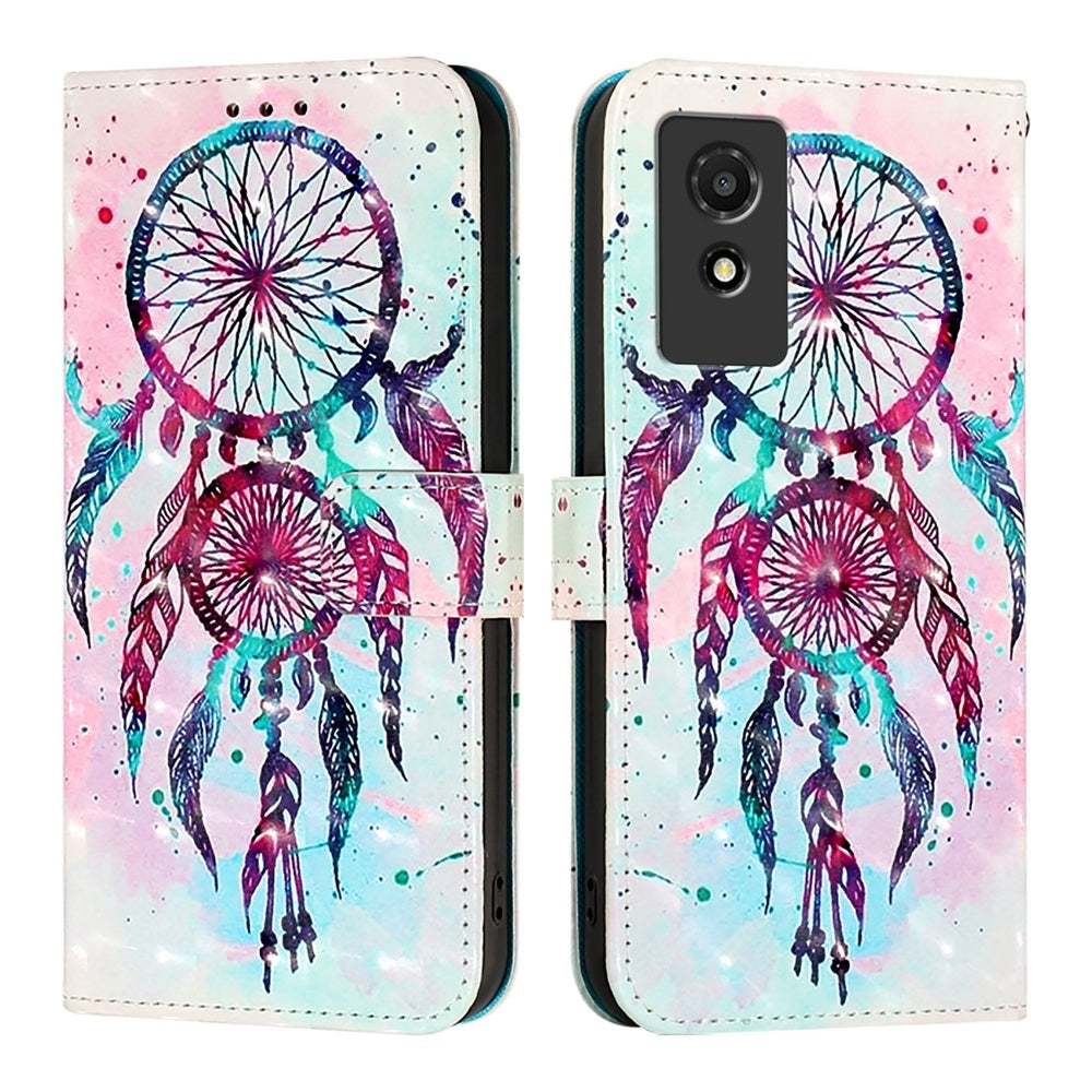 TCL 501 Leather Flip Phone Case with 3D Painted Design, Card Holder, Wallet & Stand Function - Durable Protection & Easy Access