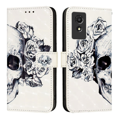 TCL 501 Leather Flip Phone Case with 3D Painted Design, Card Holder, Wallet & Stand Function - Durable Protection & Easy Access