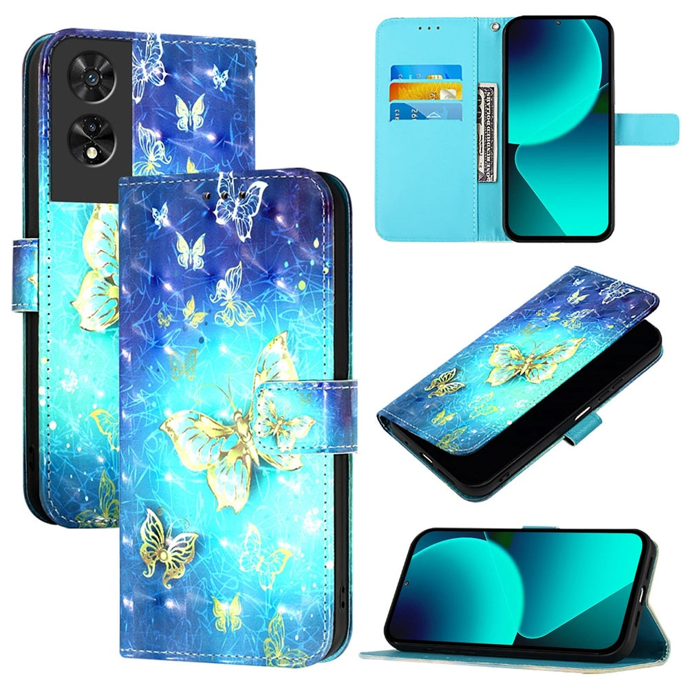 TCL 505 Leather Flip Phone Case with 3D Painted Design, Card Holder, Wallet & Stand Function - Durable Protection & Easy Access