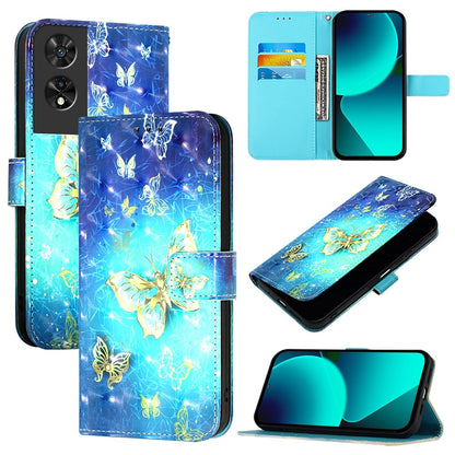 TCL 505 Leather Flip Phone Case with 3D Painted Design, Card Holder, Wallet & Stand Function - Durable Protection & Easy Access