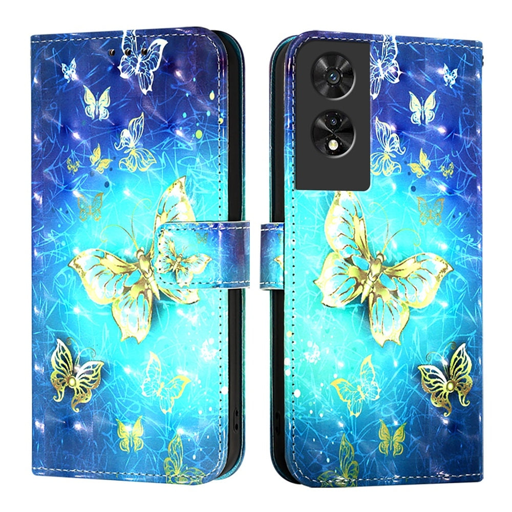 TCL 505 Leather Flip Phone Case with 3D Painted Design, Card Holder, Wallet & Stand Function - Durable Protection & Easy Access