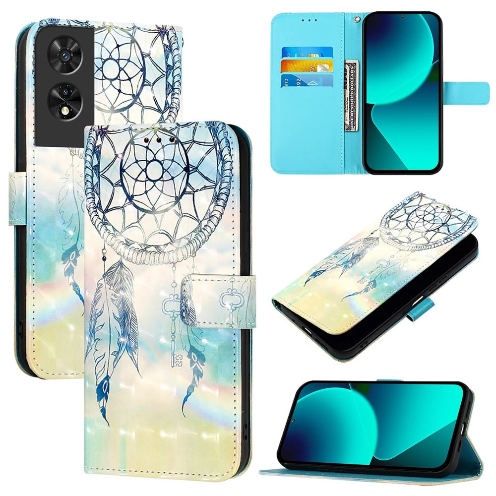 TCL 505 Leather Flip Phone Case with 3D Painted Design, Card Holder, Wallet & Stand Function - Durable Protection & Easy Access